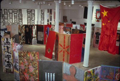 Photograph of the doors installation from the June 4 Exhibition at PS1